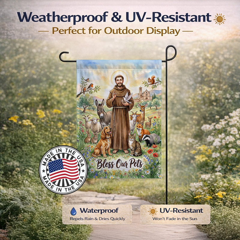 Drapeau de jardin Saint-François d'Assise, Garden Size, St Francis of Assisi