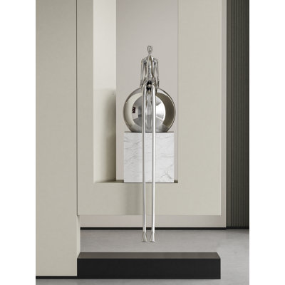 Electroplated Minimalist Fiberglass Long-Legged Figure Sculpture Decoration Item