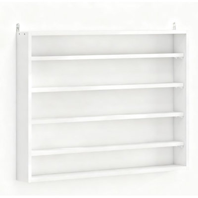 Wall-Mounted Display Case,5-Tier Display Cabinet With 2 Glass Doors And Adjustable Shelves