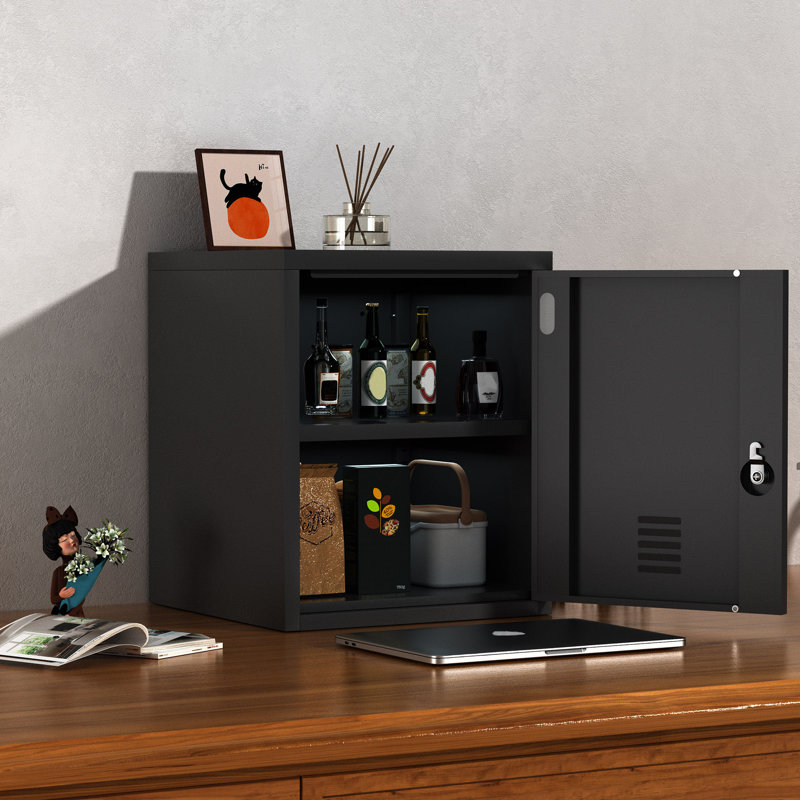 Armoire de rangement en métal avec tablette réglable, Noir