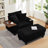 Corduroy Storage Armchair with Ottoman,Cup Holder,Bluetooth Speaker,USB Ports,180°Rotating Table Board-1024998964