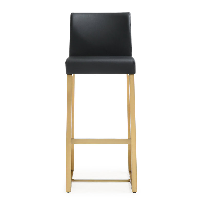 Upholstered Counter Stool with Metal Frame, 78cm, Black/Gold