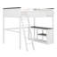 Grand lit mezzanine avec bureau, charge USB et tablettes de rangement