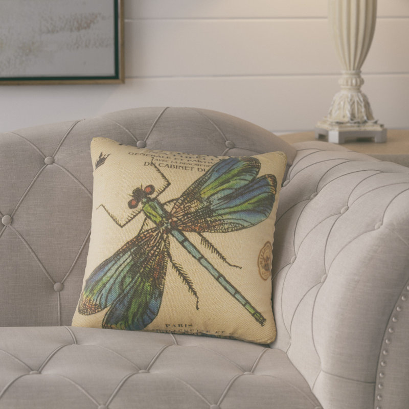 Dragonfly Jute / Sisal Reversible Throw Pillow