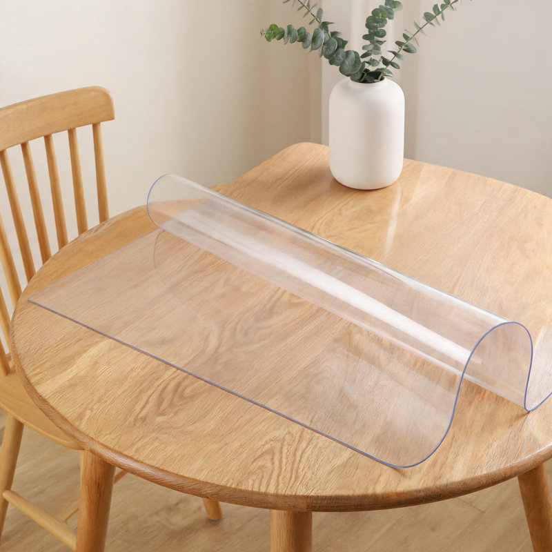 Protecteur de table rond en PVC transparent de 2 mm imperméable pour les surfaces de meubles