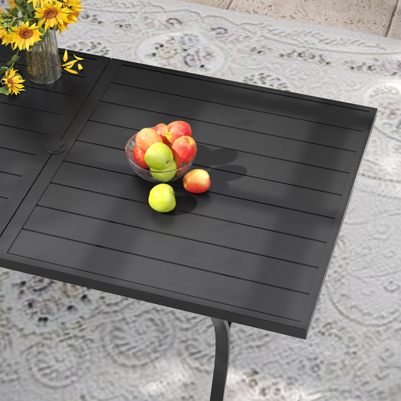 Ensemble repas d'extérieur pour 6 personnes avec chaises empilables et banc, Gris