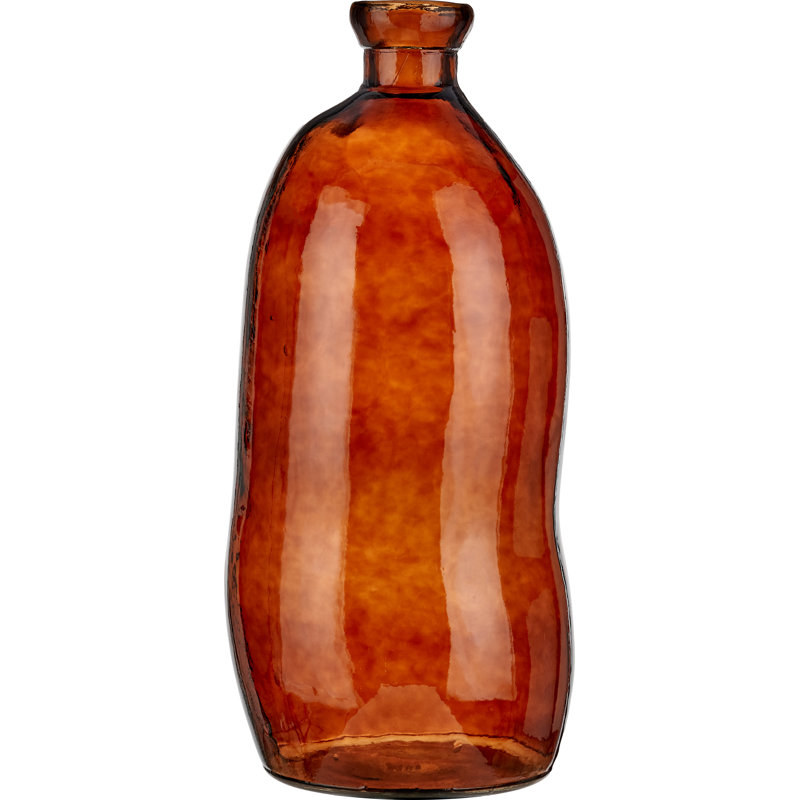 Orange Organic Shaped Recycled Glass Tall Vase, Pecan Brown