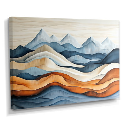 «Mountain Line Reverie - Blue Nature Landscape», art mural sur toile