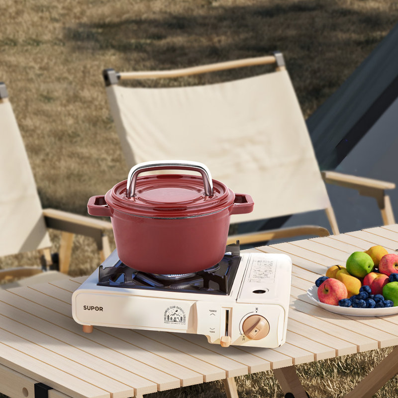 Cocotte en fonte antiadhésive ronde avec couvercle