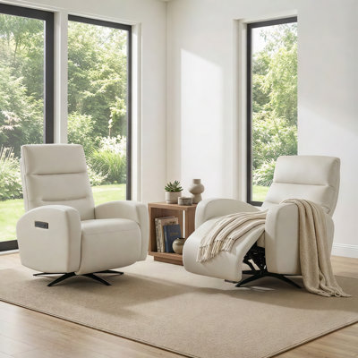 Italian Modern Triple Motor Vegan Leather Power Recliner by Wade Logan