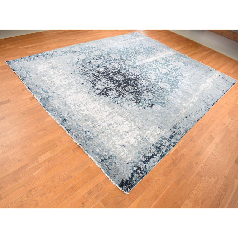 Tapis gris nouvel âge en soie 12 pi x 15 pi 1 po Arnee