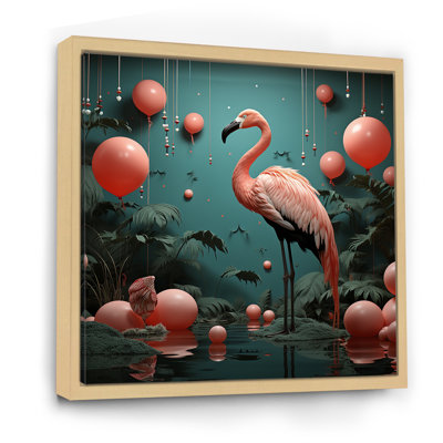 Playful Flamingo Match Feather Ping Pong - Flamingo Animal Wall Art