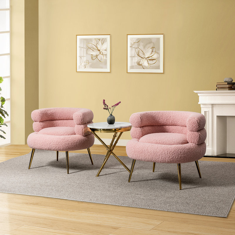 Fauteuil demi-tonneau 30,7 po Marsden, Polyester rose
