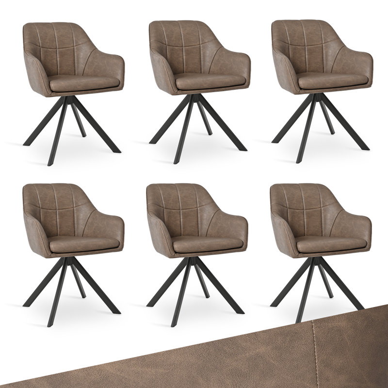 Upholstered Metal Upholstered Back Armchair, 6, Dark Brown PU
