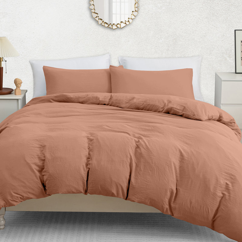 Microfiber Solid Colour Duvet Cover Set, Double (200cm x 200cm), Rose