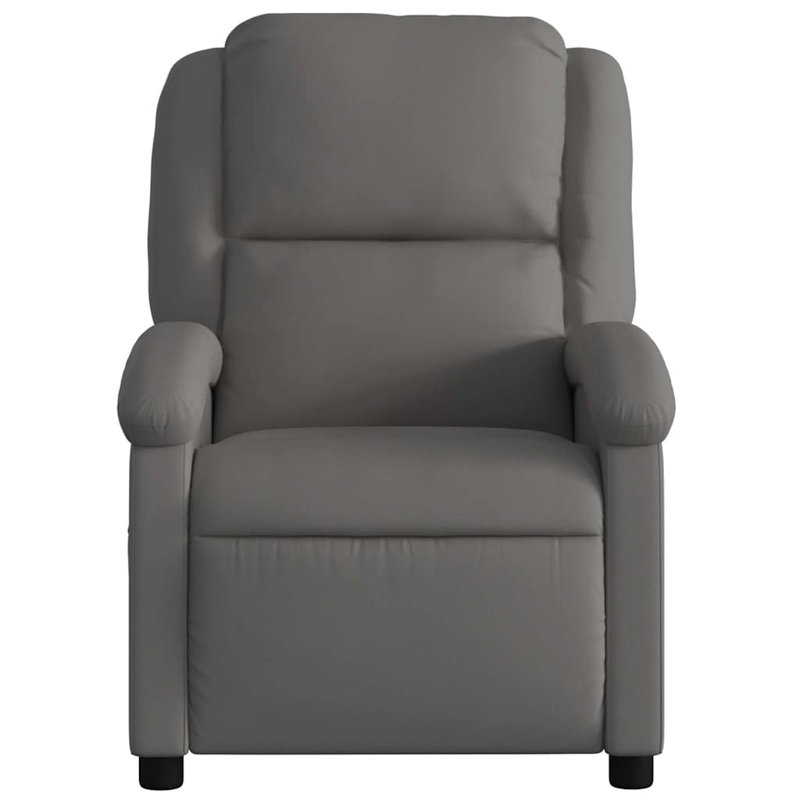 Bryndle Manual Recliner Chair, Adjustable Backrest/ Footrest, Real Leather, Gray Genuine Leather