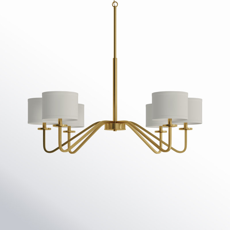 Lustre classique 6 lumières à abat-jour Loudoun, Laiton naturel