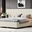 Grand lit plateforme tapissier avec grande tête de lit, mobilier de chambre à coucher, velours, cadre de lit-1105429283