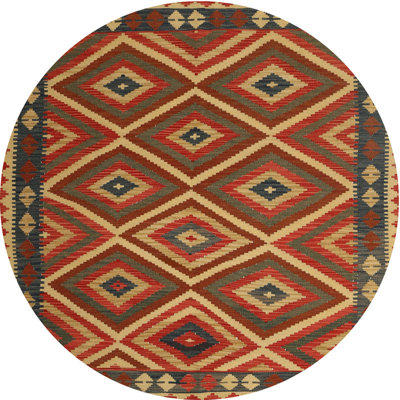 Tapis brun/gris/zone noire contemporaine, Rond 7 pi