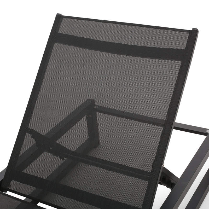 Anxo 26.5'' Outdoor Aluminum Chaise Lounge with Table