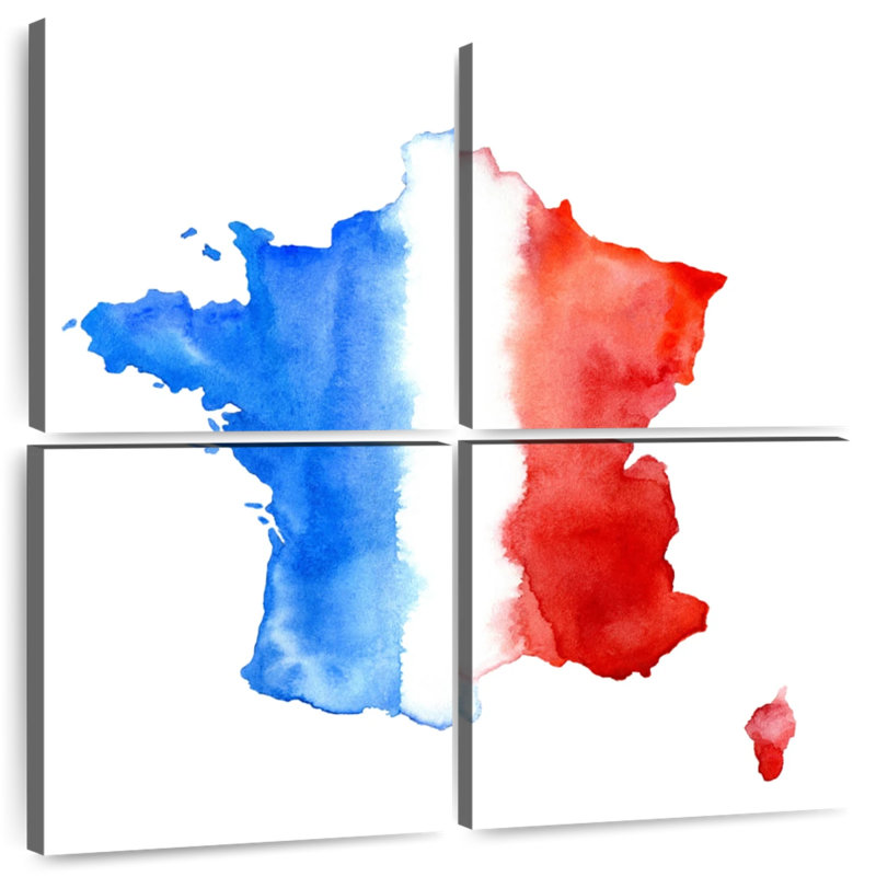 Carte du drapeau de la France, H 38 po x l 38 po