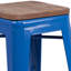 Tabouret de bar en métal sans dossier de 30 po de hauteur avec siège carré en bois Margherite-58202624-58202620