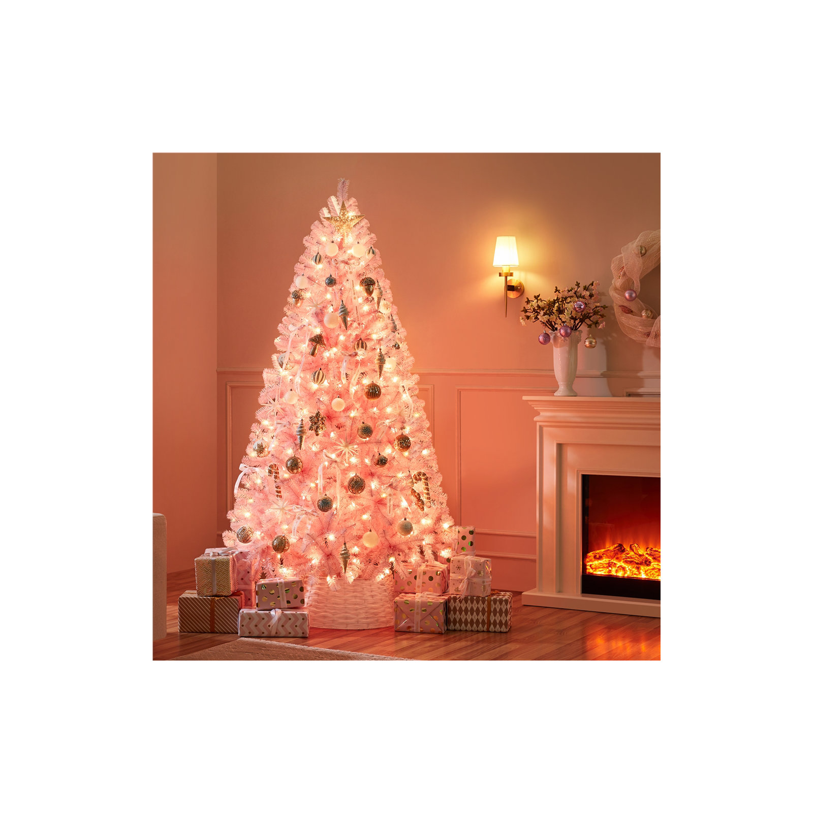Pre-Lit Fir Artificial Christmas Tree, 6'