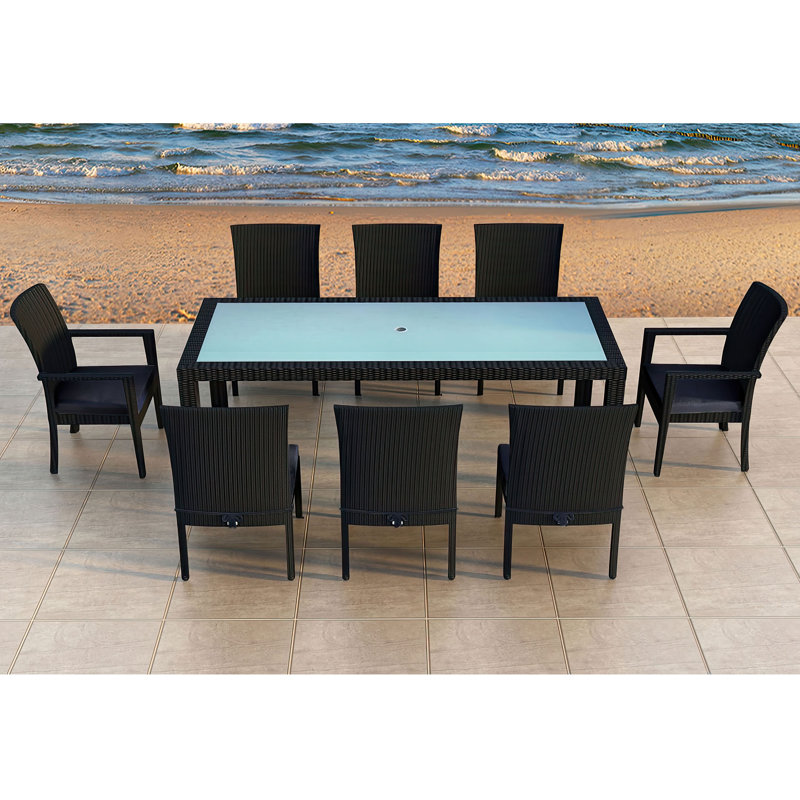 Urbana Outdoor - Piece Dining Set, Canvas Charcoal Sunbrella® Canvas, Coffee Bean, 8