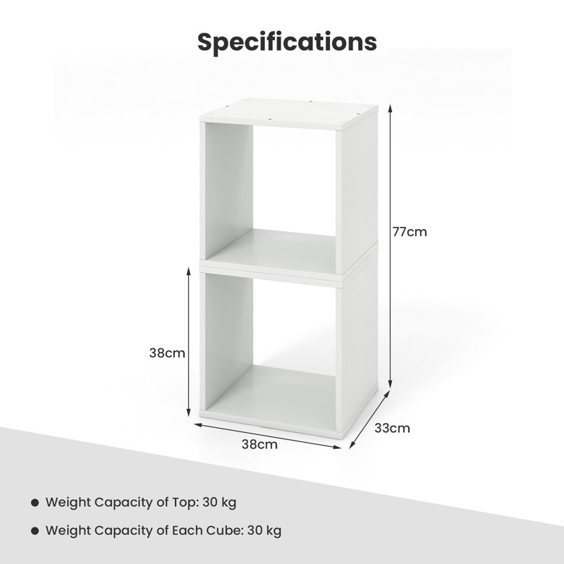 Set Of 2 Cube Storage Organizer Stackable Open Bookcase Display Rack Bookshelf