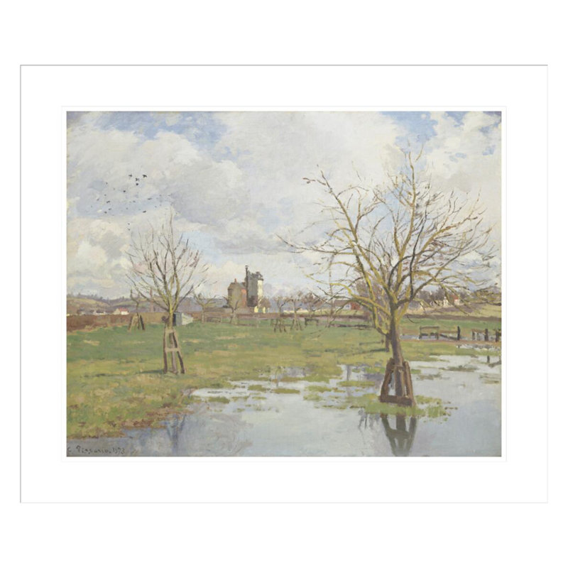 «Flooded Fields at St.-Ouen l'Aumône» par Camille Pissarro, impression giclée encadrée, H 33,5 po x l 40,21 po