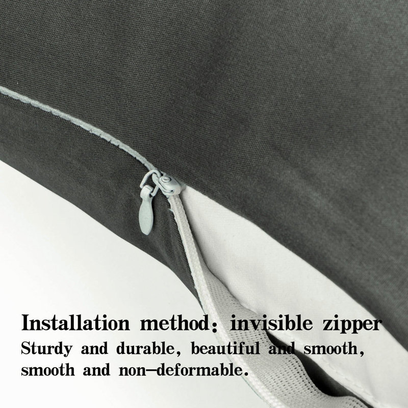 Two piece set of brushed ultra fine fiber zipper pillowcase, Dark Gray