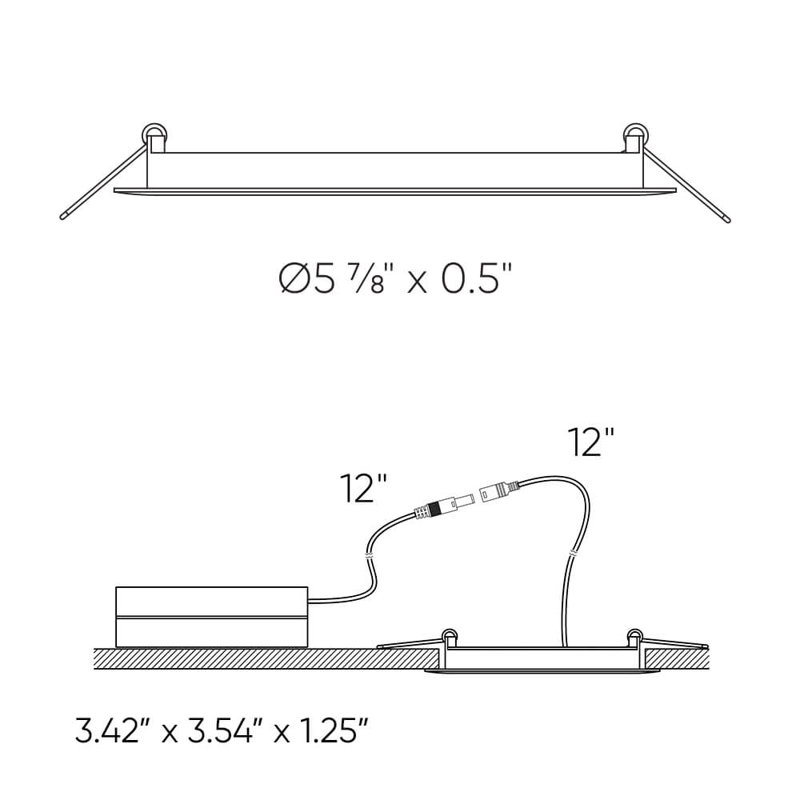 Ensemble d'éclairage encastré ultra mince 5,88 "Giannamarie, Blanc
