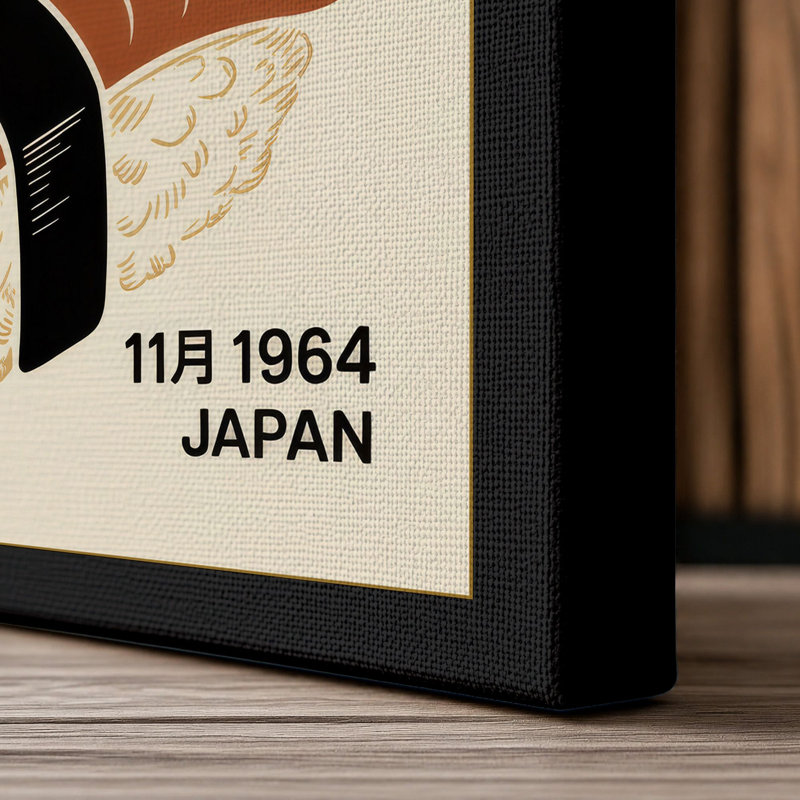 Tokyo Sushi Poster Retro - Wrapped Canvas, Black Border, 24x16 - 61.0 x 40.6 cm