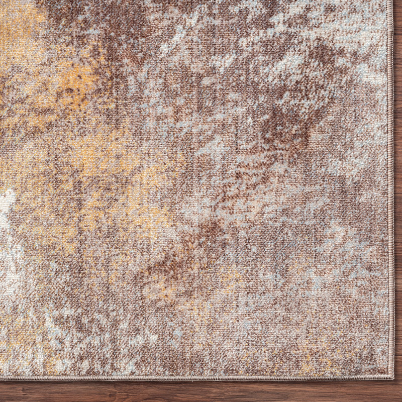 Kilanemos Abstract Area Rug in Beige/Gold, Runner 2'6" x 10'