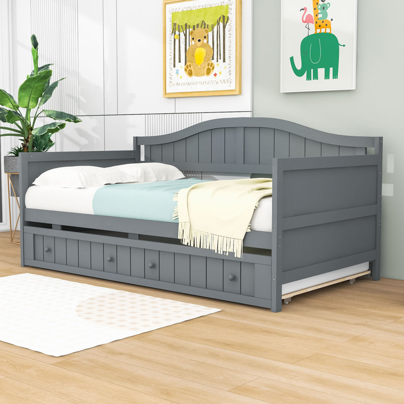 Efthim Twin Size Daybed with Trundle, Gray