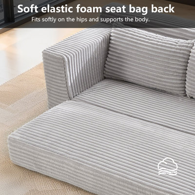 Canapé-lit sans accoudoir à compression pour causeuse, conception convertible 2-en-1, tissu en velours côtelé - canapé en mousse à mémoire de forme compacte pour petits espaces, appartements, bureau à domicile et chambre à coucher (gris)