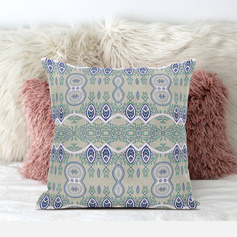 Floral Square Cushion, 46cm H x 46cm W, Light Green/Beige