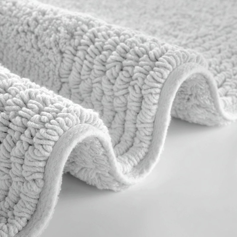 Tapis de bain réversible 100% coton touffeté 3000 g / m², Gris clair, Simple - L 60 po x l 24 po