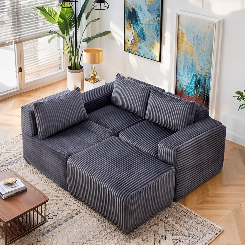 Boneless Modular Vacuum-Compressed Dark Gray Sofa