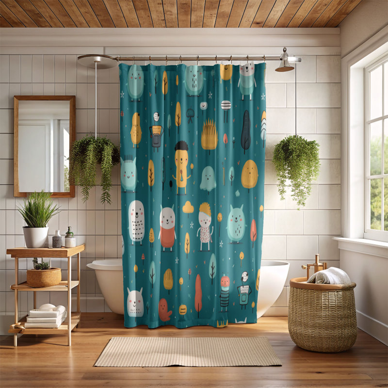 Cartoon Delight - Premium Shower Curtain, 74"H x 71"W