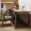Bureau rectangulaire en bois massif brun clair-616290635