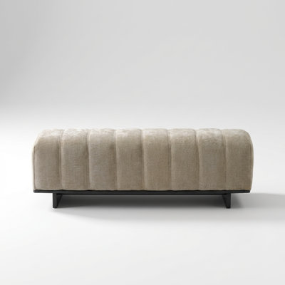 Contemporary Upholstered Dining Bench with Channel-Tufted Design and Neutral Fabric