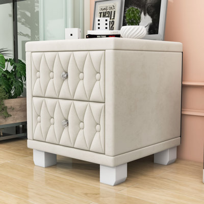 Nightstands with Charging Station, Smart Night Light, and Storage Cabinet, Modern Bedside Tables for Bedroom, White