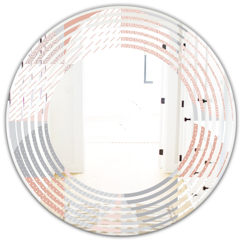 Miroir d'appoint mural Wave Americana, 23,6 po x 23,6 po, Vague ronde à motif géométrique texturé Cottag