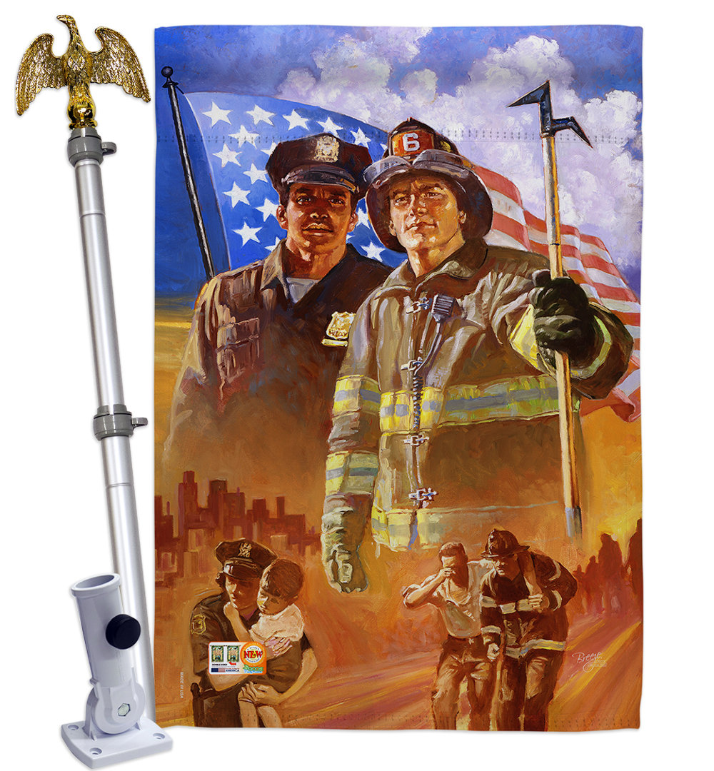 Paze Double Sided 40'' H x 28'' W Polyester Independence Day Flag Set The Holiday Aisle®