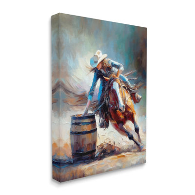 Racing Rodeo Cowgirl Canvas Wall Art by Ramona Murdock