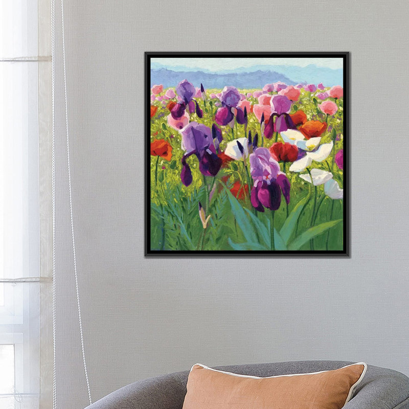 « early juin », reproduction d’art sur toile tendue, H 18 po x l 18 po x P 1,5 po, Toile encadrée noire, Pas de tapis