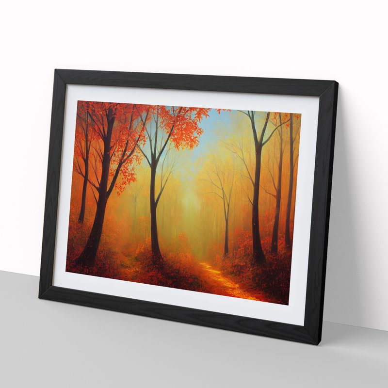 XH1022-6720X Painting Of An Autumn Forest Vol.5 - Single Picture Frame Print, 46cm H x 64cm W x 2cm D, Black