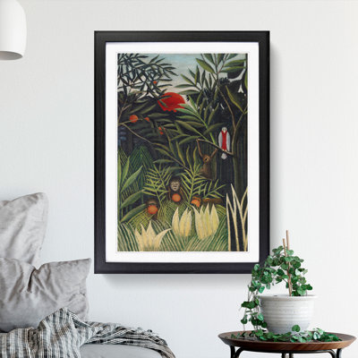 Monkeys and Parrot in the Virgin Forest by Henri Rousseau - Picture Frame Painting