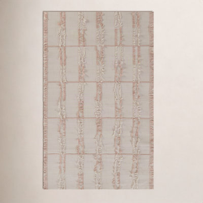 Charlie Pink Hand-Woven Striped Wool Rug